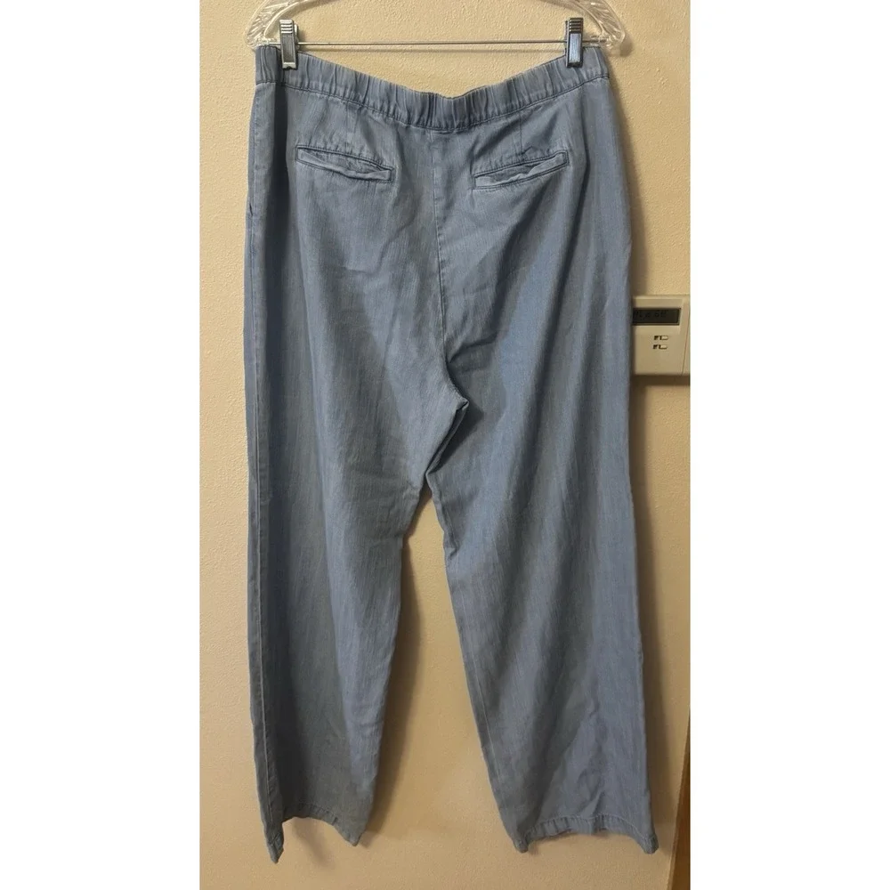 J. Jill Women's Blue Denim Tencel Straight Leg Pants Pockets 12 Tall 32